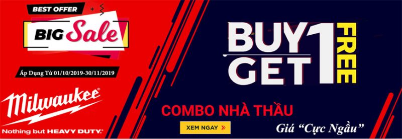 Hình ảnh chương trình khyến mãi mua combo tặng máy Miwlaukee tháng 10