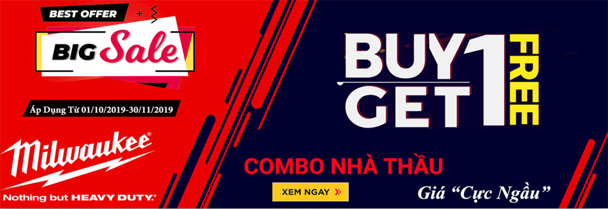 Hình ảnh chương trình khyến mãi mua combo tặng máy Miwlaukee tháng 10