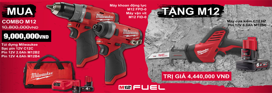 Chi tiết khuyến mãi mua combo M12 tặng máy cưa kiếm Milwaukee